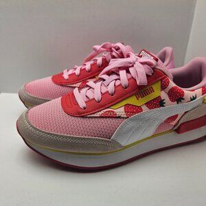 Puma Future Riders Sneakers Pink Strawberry Sz 8.5W 7C White Trainers Runners